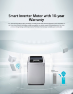 Smart inverter with 10 year warranty. LG top load 13kg washing machine
